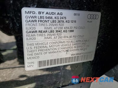 Zdjęcie 13 z 13 samochodu: 2018 AUDI Q5 PREMIUM PLUS VIN:WA1BNAFY2J2230071 - miniatura