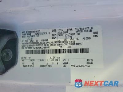 Zdjęcie 13 z 13 samochodu: 2016 FORD F150 VIN:1FTMF1C80GKD25592 - miniatura