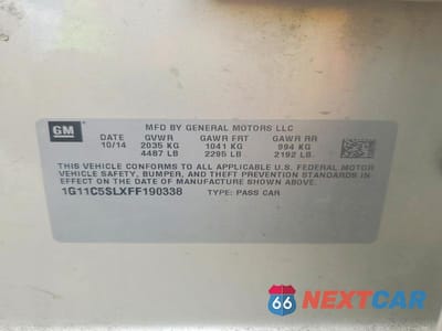 Zdjęcie 12 z 12 samochodu: 2015 CHEVROLET MALIBU 1LT VIN:1G11C5SLXFF190338 - miniatura