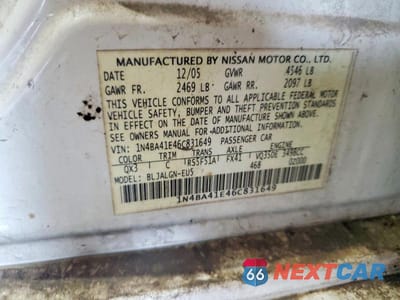 Zdjęcie 13 z 13 samochodu: 2006 NISSAN MAXIMA 3.5 SE VIN:1N4BA41E46C831649 - miniatura