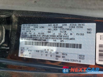 Zdjęcie 13 z 13 samochodu: 2009 FORD ECONOLINE E150 WAGON VIN:1FMNE11W99DA87348 - miniatura