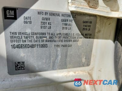 Zdjęcie 13 z 13 samochodu: 2011 BUICK LACROSSE CXS VIN:1G4GE5ED4BF110683 - miniatura