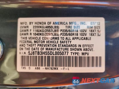 Zdjęcie 13 z 13 samochodu: 2013 ACURA RDX TECHNOLOGY VIN:5J8TB3H55DL005077 - miniatura