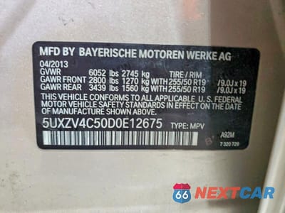 Zdjęcie 14 z 14 samochodu: 2013 BMW X5 XDRIVE35I VIN:5UXZV4C50D0E12675 - miniatura