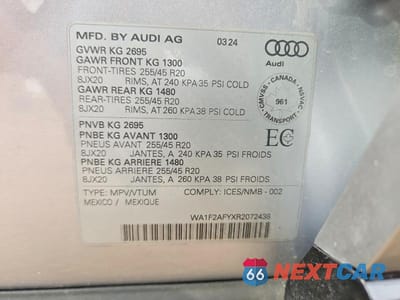 Zdjęcie 14 z 14 samochodu: 2024 AUDI Q5 TECHNIK 55 2.0 TFSI E 4DR AWD VIN:WA1F2AFYXR2072438 - miniatura