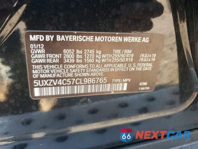 Zdjęcie 13 z 13 samochodu: 2012 BMW X5 XDRIVE35I VIN:5UXZV4C57CL986765 - miniatura