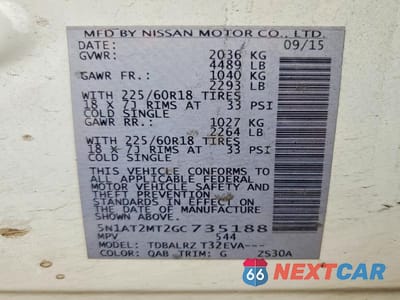 Zdjęcie 14 z 14 samochodu: 2016 NISSAN ROGUE SL VIN:5N1AT2MT2GC735188 - miniatura