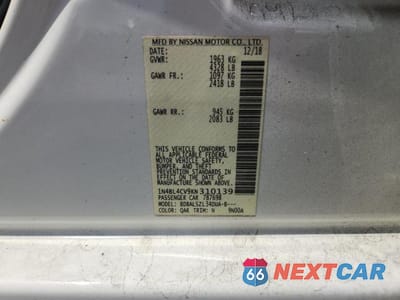 Zdjęcie 12 z 12 samochodu: 2019 NISSAN ALTIMA SR VIN:1N4BL4CV9KN310139 - miniatura