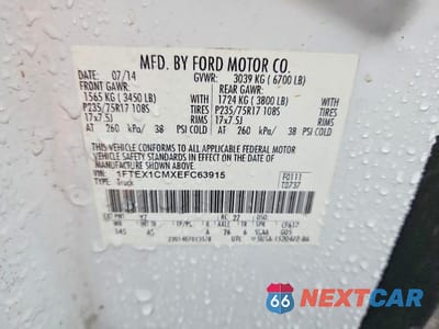 Zdjęcie 12 z 12 samochodu: 2014 FORD F150 SUPER CAB VIN:1FTEX1CMXEFC63915 - miniatura