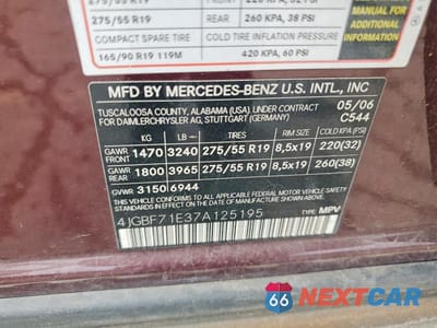 Zdjęcie 13 z 13 samochodu: 2007 MERCEDES-BENZ GL 450 4MATIC VIN:4JGBF71E37A125195 - miniatura