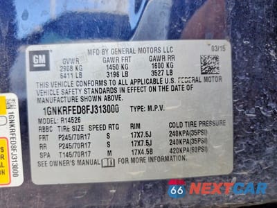 Zdjęcie 13 z 13 samochodu: 2015 CHEVROLET TRAVERSE LS VIN:1GNKRFED8FJ313000 - miniatura