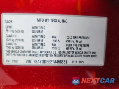 Zdjęcie 13 z 13 samochodu: 2026 TESLA MODEL Y VIN:7SAYGDEE2TA456551 - miniatura