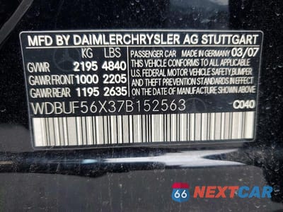 Zdjęcie 12 z 12 samochodu: 2007 MERCEDES-BENZ E 350 VIN:WDBUF56X37B152563 - miniatura