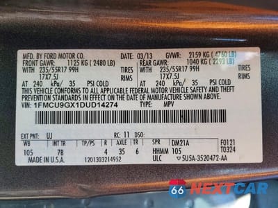 Zdjęcie 13 z 13 samochodu: 2013 FORD ESCAPE SE VIN:1FMCU9GX1DUD14274 - miniatura