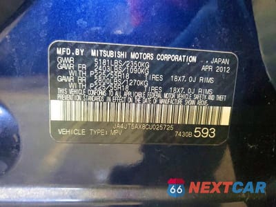 Zdjęcie 13 z 13 samochodu: 2012 MITSUBISHI OUTLANDER GT VIN:JA4JT5AX8CU025725 - miniatura