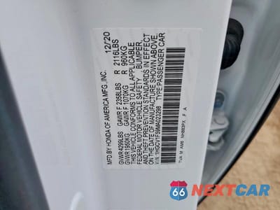 Zdjęcie 12 z 12 samochodu: 2021 HONDA ACCORD EXL VIN:1HGCV1F59MA023298 - miniatura