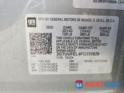Zdjęcie 12 z 12 samochodu: 2023 GMC SIERRA K1500 AT4X VIN:3GTUUFEL4PG339829 - miniatura