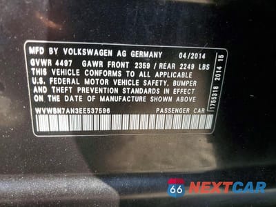 Zdjęcie 12 z 12 samochodu: 2014 VOLKSWAGEN CC SPORT VIN:WVWBN7AN3EE537596 - miniatura