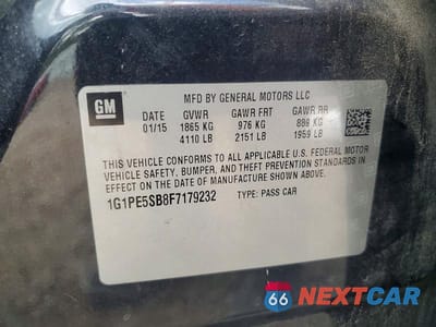 Zdjęcie 12 z 12 samochodu: 2015 CHEVROLET CRUZE LT VIN:1G1PE5SB8F7179232 - miniatura