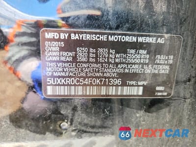 Zdjęcie 13 z 13 samochodu: 2015 BMW X5 XDRIVE35I VIN:5UXKR0C54F0K71396 - miniatura