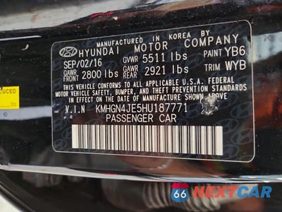 Zdjęcie 13 z 13 samochodu: 2017 GENESIS G80 3.8 VIN:KMHGN4JE5HU187771 - miniatura