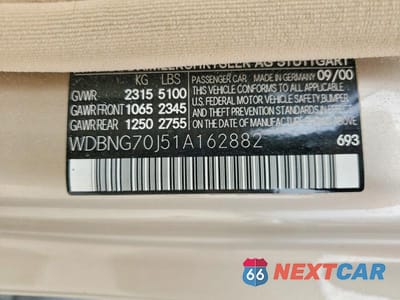 Zdjęcie 12 z 12 samochodu: 2001 MERCEDES-BENZ S 430 VIN:WDBNG70J51A162882 - miniatura