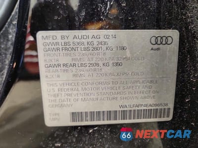 Zdjęcie 13 z 13 samochodu: 2014 AUDI Q5 PREMIUM PLUS VIN:WA1LFAFP4EA096538 - miniatura