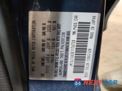 Zdjęcie 13 z 13 samochodu: 2014 MAZDA 6 SPORT VIN:JM1GJ1U63E1156728 - miniatura