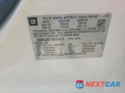 Zdjęcie 14 z 14 samochodu: 2016 GMC TERRAIN SLT VIN:2GKFLUE31G6247478 - miniatura