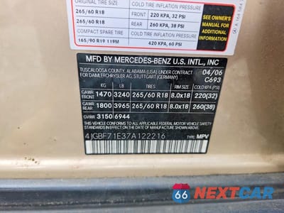 Zdjęcie 13 z 13 samochodu: 2007 MERCEDES-BENZ GL 450 4MATIC VIN:4JGBF71E37A122216 - miniatura