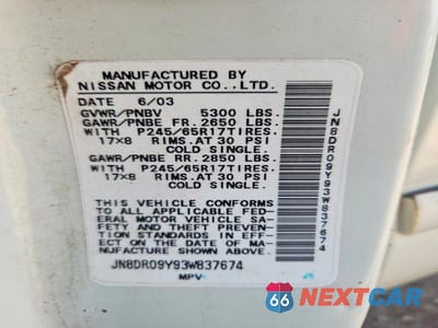 Zdjęcie 12 z 12 samochodu: 2003 NISSAN PATHFINDER SE VIN:JN8DR09Y93W837674 - miniatura
