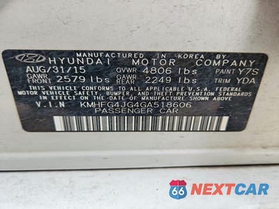 Zdjęcie 12 z 12 samochodu: 2016 HYUNDAI AZERA BASE VIN:KMHFG4JG4GA518606 - miniatura