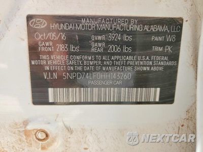 Zdjęcie 12 z 12 samochodu: 2017 HYUNDAI ELANTRA SE VIN:5NPD74LF0HH143260 - miniatura