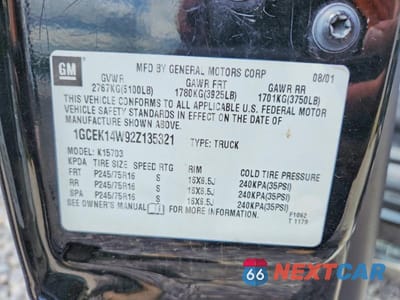 Zdjęcie 12 z 12 samochodu: 2002 CHEVROLET SILVERADO K1500 VIN:1GCEK14W92Z135321 - miniatura