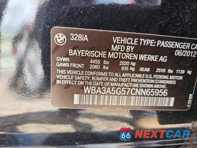 Zdjęcie 13 z 13 samochodu: 2012 BMW 328 I VIN:WBA3A5G57CNN65956 - miniatura