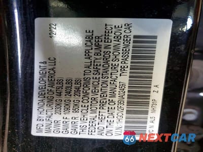 Zdjęcie 12 z 12 samochodu: 2022 HONDA ACCORD SPORT VIN:1HGCV2F35NA024597 - miniatura