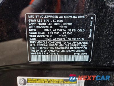 Zdjęcie 13 z 13 samochodu: 2015 VOLKSWAGEN TOUAREG V6 VIN:WVGEF9BP3FD005337 - miniatura