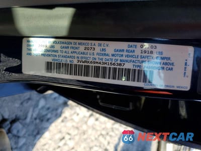 Zdjęcie 12 z 12 samochodu: 2003 VOLKSWAGEN JETTA GL VIN:3VWRK69M43M156387 - miniatura
