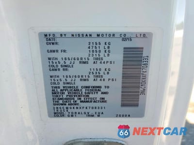 Zdjęcie 13 z 13 samochodu: 2015 NISSAN NV200 CARGO-R&D-CLN TITLE-PRI FLEET VIN:3N6CM0KNXFK708331 - miniatura