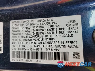 Zdjęcie 13 z 13 samochodu: 2025 HONDA CR-V EX VIN:2HKRS4H43SH487717 - miniatura