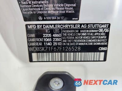 Zdjęcie 12 z 12 samochodu: 2007 MERCEDES-BENZ SL 550 VIN:WDBSK71F67F126528 - miniatura