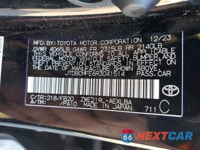 Zdjęcie 12 z 12 samochodu: 2024 TOYOTA COROLLA HYBRID LE VIN:JTDBCMFE6R3041514 - miniatura