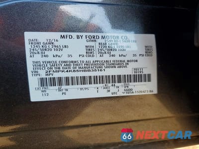 Zdjęcie 13 z 13 samochodu: 2017 FORD EDGE TITANIUM VIN:2FMPK4K85HBB35161 - miniatura