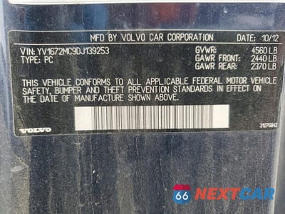Zdjęcie 12 z 12 samochodu: 2013 VOLVO C70 T5 VIN:YV1672MC9DJ139253 - miniatura