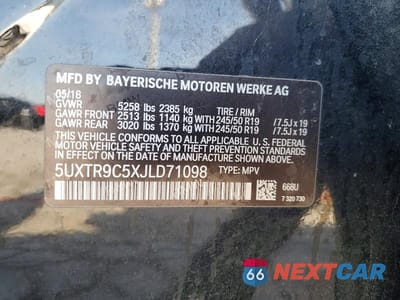 Zdjęcie 13 z 13 samochodu: 2018 BMW X3 XDRIVE30I VIN:5UXTR9C5XJLD71098 - miniatura