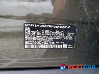 Zdjęcie 13 z 13 samochodu: 2022 BMW X5 XDRIVE40I VIN:5UXCR6C02N9K77946 - miniatura
