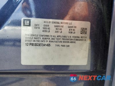 Zdjęcie 12 z 12 samochodu: 2014 CHEVROLET CRUZE LS VIN:1G1PB5SG3E7341495 - miniatura