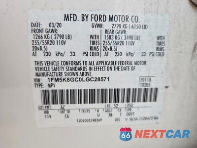 Zdjęcie 13 z 13 samochodu: 2020 FORD EXPLORER ST VIN:1FM5K8GC0LGC28571 - miniatura