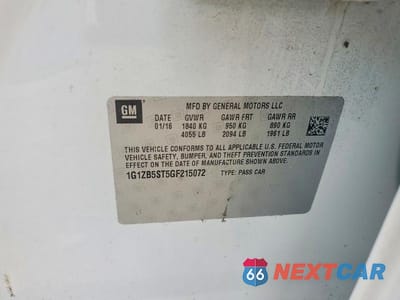 Zdjęcie 12 z 12 samochodu: 2016 CHEVROLET MALIBU LS VIN:1G1ZB5ST5GF215072 - miniatura
