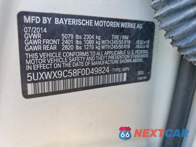 Zdjęcie 14 z 14 samochodu: 2015 BMW X3 XDRIVE28I VIN:5UXWX9C58F0D49824 - miniatura